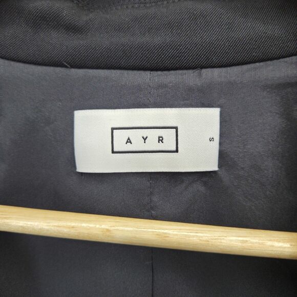 AYR Womens Virgin Wool Stretch Blazer Jacket Single Button Black Size Small - Picture 3 of 4